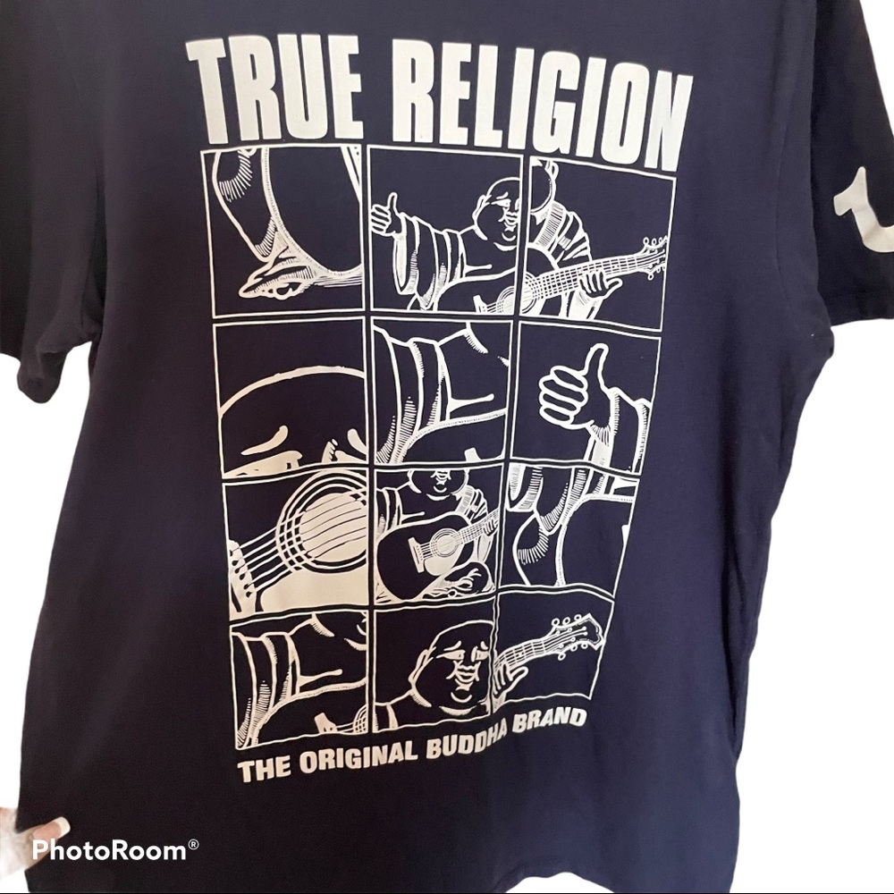True Religion Men's T Shirt Medium Blue EUC
